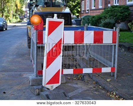 Construction Site Shut-off With A Construction Site Warning Light.