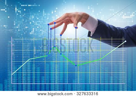 Businessman controlling the market with strings