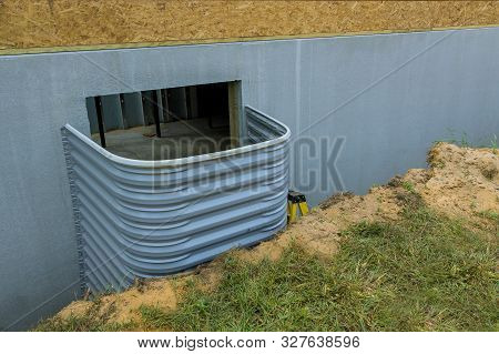 Building For House Basement Concrete Construction Install For Window Well A House Under Construction