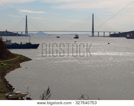 Vladivostok Golden Bridge And Bosfor Vostochny Bay