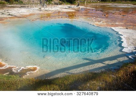 Silex Hot Spring In Yellowstone Of Vivid Colors Caused By Thermophilic Bacteria