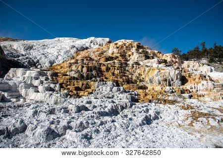 Minerva Terraces With Its Travertine Deposits