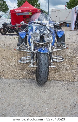Pontarlier - Bourgogne Franche Comté France - June 16th 2019 - The Sun Shines On A Blue And Chrome N
