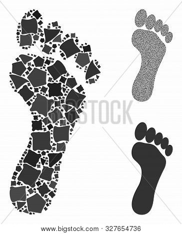 Footprint Mosaic Of Joggly Items In Various Sizes And Color Tones, Based On Footprint Icon. Vector J