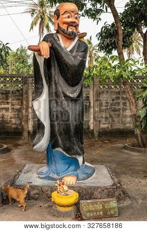 Bang Saen, Thailand - March 16, 2019: Wang Saensuk Buddhist Monastery. Colorful Statue Of Pra In Kij