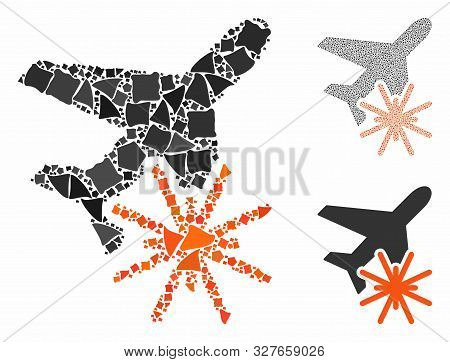 Aiplane Explosion Composition Of Irregular Items In Variable Sizes And Color Tints, Based On Aiplane