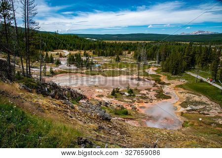 Artists Painpots Geothermal Area In Yellowstone National Park