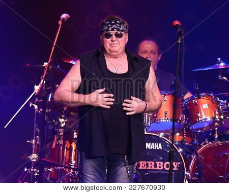 HUNTINGTON - OCT 10: Mike Reno of Loverboy performs in concert at the Paramount on October 10, 2019 in Huntington, New York.