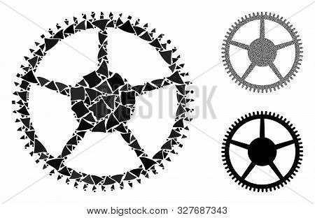 Tooth Main Wheel Mosaic Of Tuberous Pieces In Variable Sizes And Color Tinges, Based On Tooth Main W