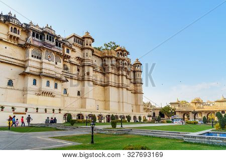 Udaipur, India - February 17, 2019: City Palace In Udaipur Rajasthan
