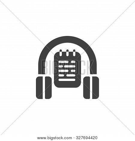 Audio Lesson Vector Icon. E-learning Filled Flat Sign For Mobile Concept And Web Design. Headphones 