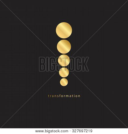 Abstract Icon With Growing Golden Circles. Evolution, Development In Business. Vector Design