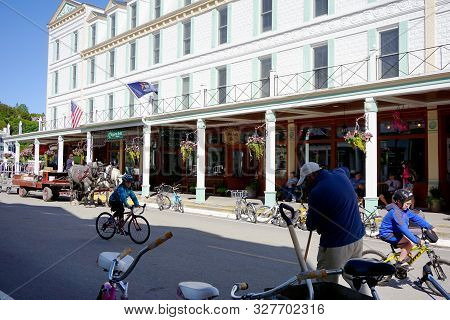 Mackinac Island, Michigan / United States - June 11, 2018: The Chippewa Hotel Waterfront Offers Lodg