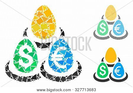 Currency Deposit Diversification Composition Of Ragged Pieces In Various Sizes And Color Tones, Base