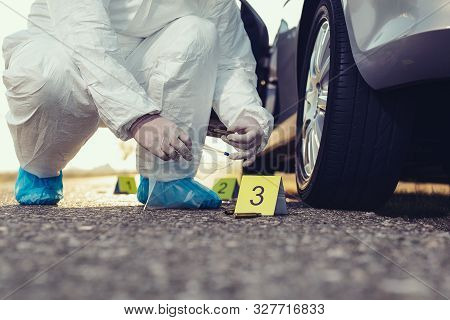 Crime Scene Investigation. Forensic Science -place Of Shooting.