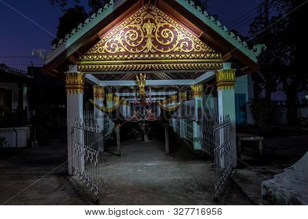 Wat Sensoukharam In Luang Prabang At Night In Laos