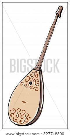 Vector Greeting Card With Dombra. Multicolored Hand Drawn Illustration.