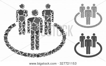 Community Mosaic Of Inequal Parts In Various Sizes And Color Hues, Based On Community Icon. Vector U