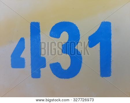 Number Four Hundred Thirty One, The Number Is Printed On The Yellow Wall Using A Stencil, Number 431