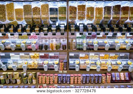 SHENZHEN, CHINA - CIRCA APRIL, 2019: food on display at JUSCO store in Shenzhen.