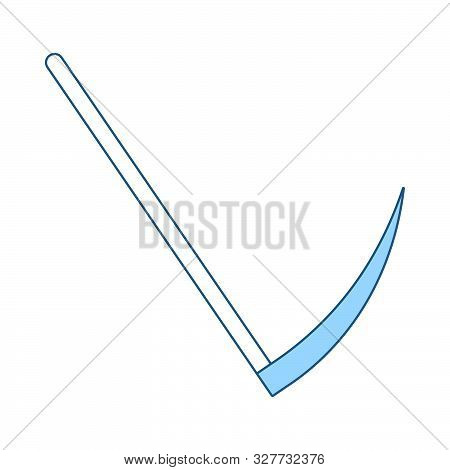 Scythe Icon. Thin Line With Blue Fill Design. Vector Illustration.