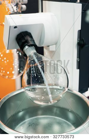 Rotary Evaporator Flask. Modern Research Equipment. Machines For Chemical Laboratories.