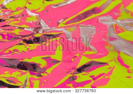 Crumpled Foil Colorful Backdrop. Abstract Texture Background.