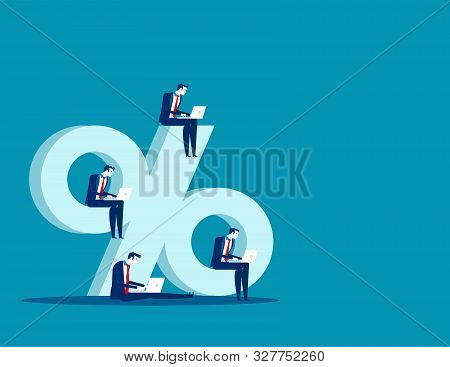 Sitting On Percentage Sign, Business People And Online Marketing, Concept Business Vector Illustrati