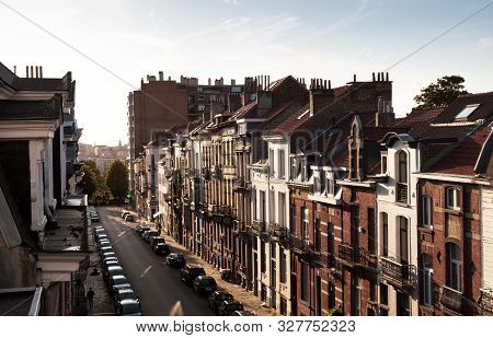 Beautiful Buildings In Brussels In Sunset Light