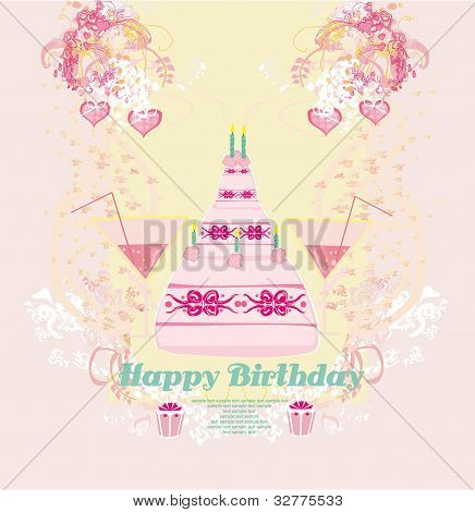 Carte d'anniversaire joyeux avec gâteau d'anniversaire
