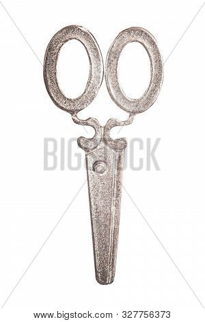 Decorative Craft Melal Scissors Isolated On White Background