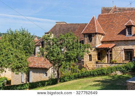 Historic houses in Sarlat la Caneda in Dordogne Department, Aquitaine, France