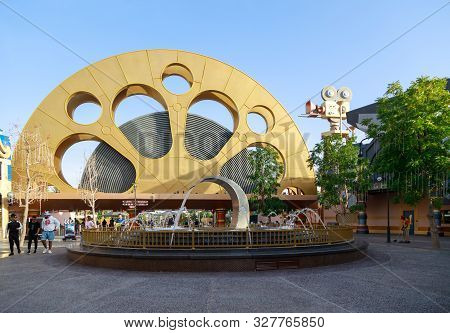 Dubai, Uae, January 09, 2019: Enternance To Dubai Park And Resorts In Uae