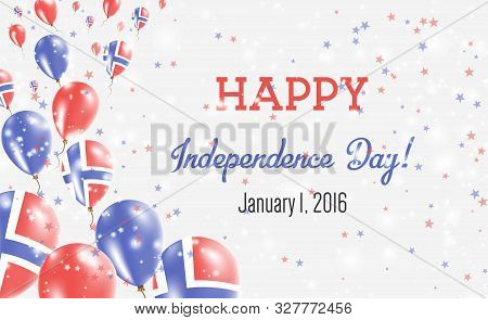 Bouvet Island Independence Day Greeting Card. Flying Balloons In Bouvet Island National Colors. Happ