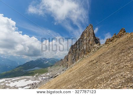 Natural Barglen Mountain And Melchsee Near Melchsee-frutt In Summer