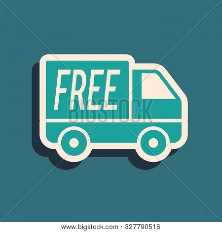 Green Free Delivery Service Icon Isolated On Blue Background. Free Shipping. 24 Hour And Fast Delive