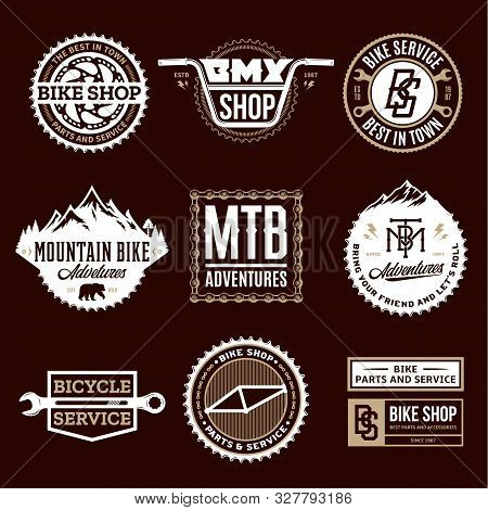 Set Of Vector Bike Shop, Bicycle Service, Mountain Biking Clubs Logo