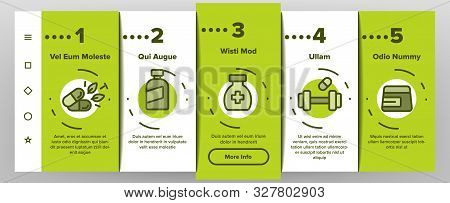 Supplements Onboarding Mobile App Page Screen Vector Thin Line. Sportsman Plastic Container With Pro