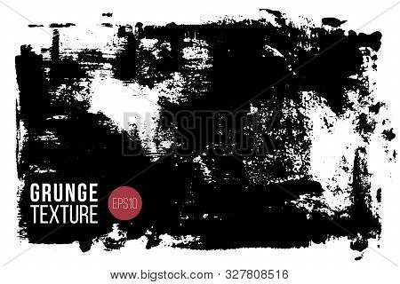 Vector Big Textured Hand Painted Stain. Monochrome Ink Painted Backdrop. One Color Grungy Background