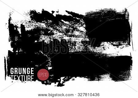 Vector Big Textured Hand Painted Stain. Monochrome Ink Painted Backdrop. One Color Grungy Background