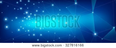Technology Digital. Big Data Blue. Glow Triangular Banner. Gradient 3d Minimal Architecture. Technol