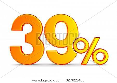 thrity nine percent on white background. Isolated 3D illustration