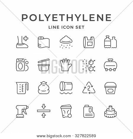 Set Line Icons Of Polyethylene Or Polythene Isolated On White. Vector Illustration