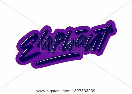 Elaphant Cartoon Lettering Text. Vector Illustration For Print And Advertising
