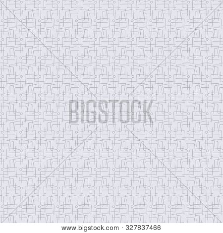 A Sealess Vector Abstract Pattern With Grey Lines And Little Circles. Neutral Colored Surface Print 