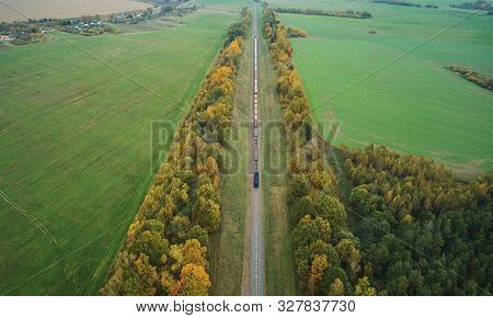 Train Moving In Railway