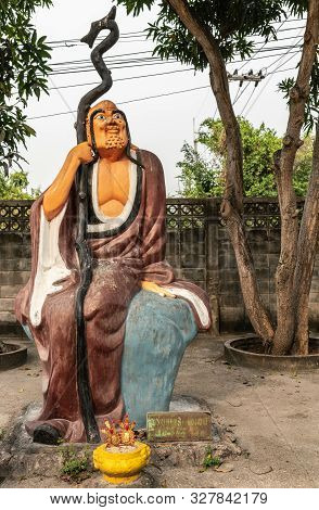 Bang Saen, Thailand - March 16, 2019: Wang Saensuk Buddhist Monastery. Colorful Statue Of Pra Puak T