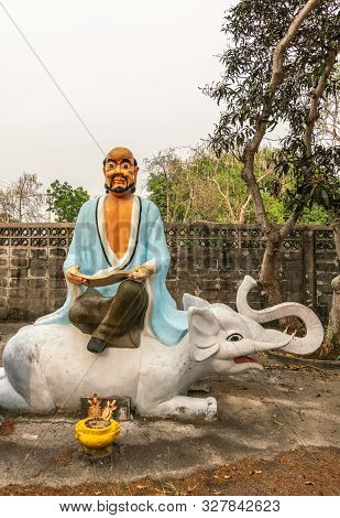 Bang Saen, Thailand - March 16, 2019: Wang Saensuk Buddhist Monastery. Colorful Statue Of Pra Kia Na