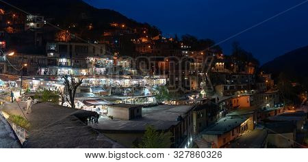Masuleh, Iran - May 2019: Houses In Traditional Village Of Masuleh In Gilan Province At Night