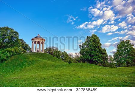 The Monopteros In The Englischer Garten In Munich, Bavaria, Germany.